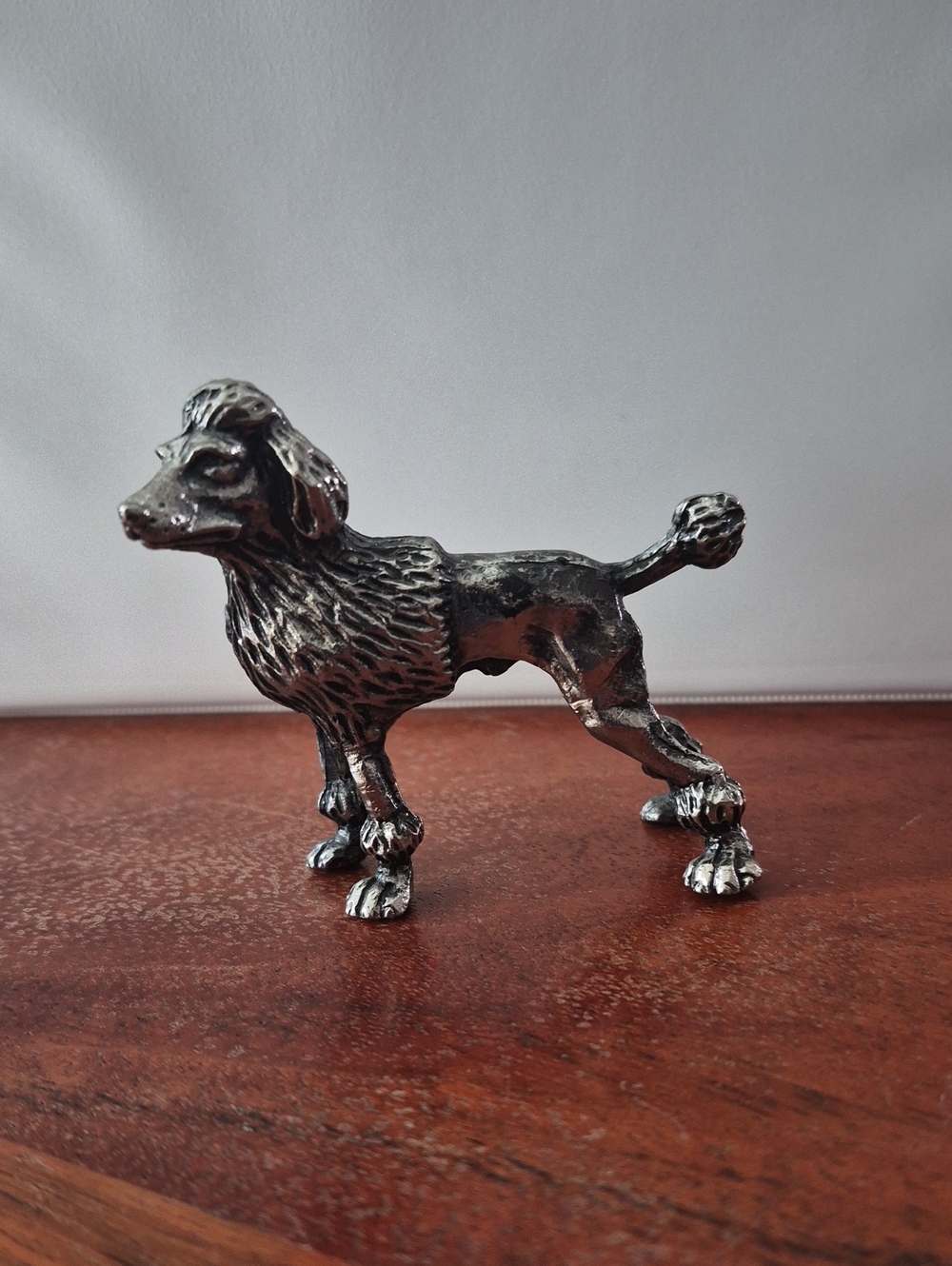 Pewter Poodle Dog Figurine - Decorative Pet Sculpture